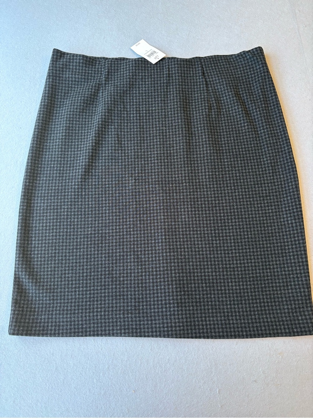 J. Jill Ponte Charcoal Black Houndstooth Pencil Skirt Sz L NWT Comfy Business